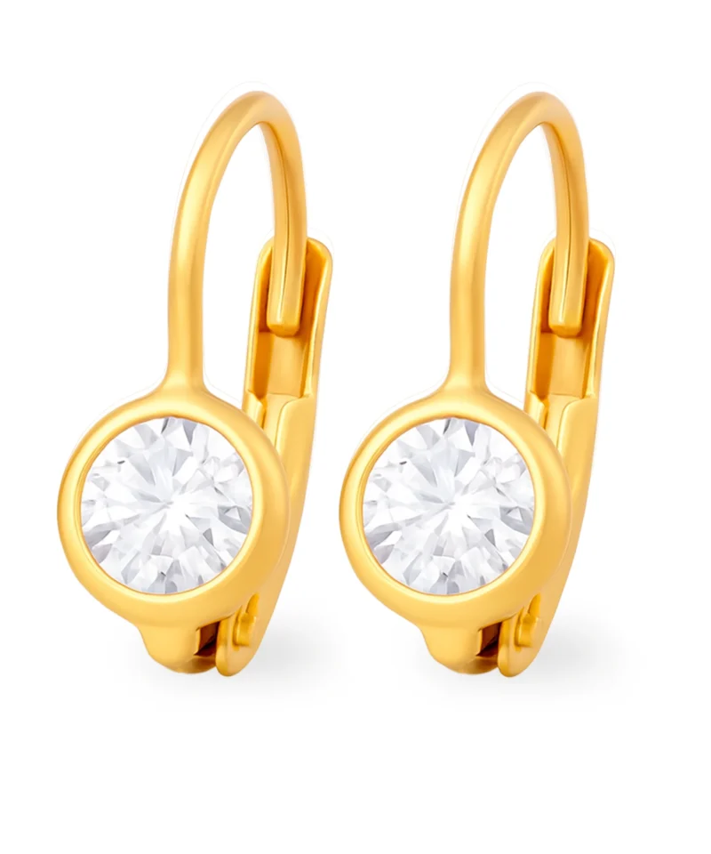 Złote kolczyki 585 z białym oczkiem