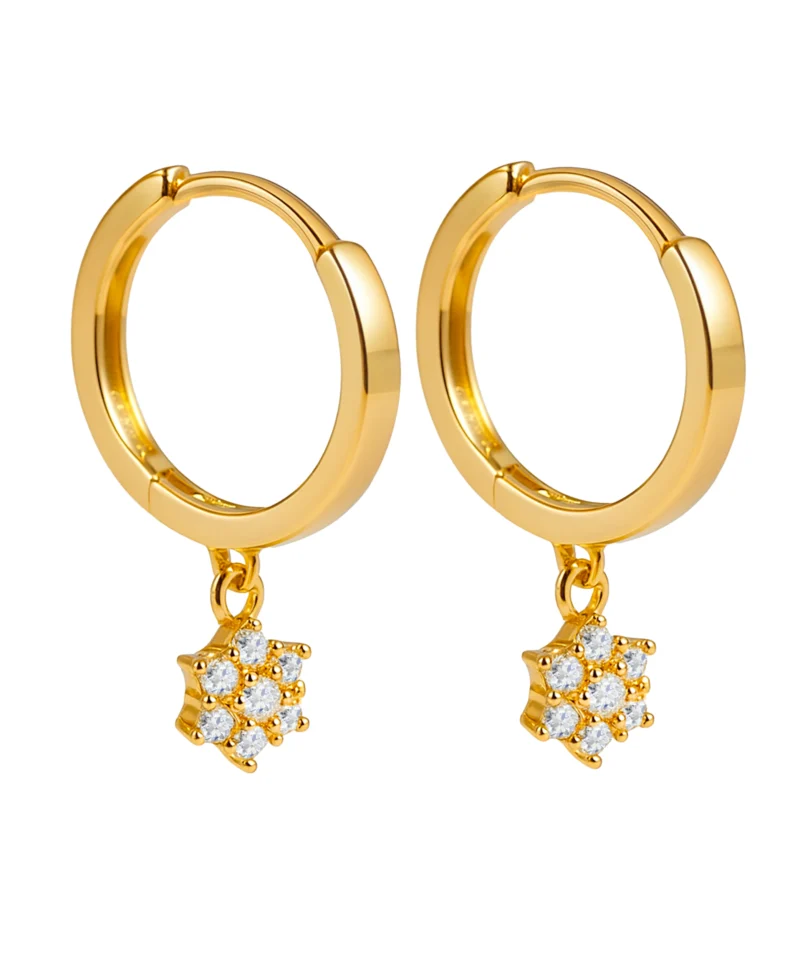 Złote kolczyki kółeczka z cyrkoniami