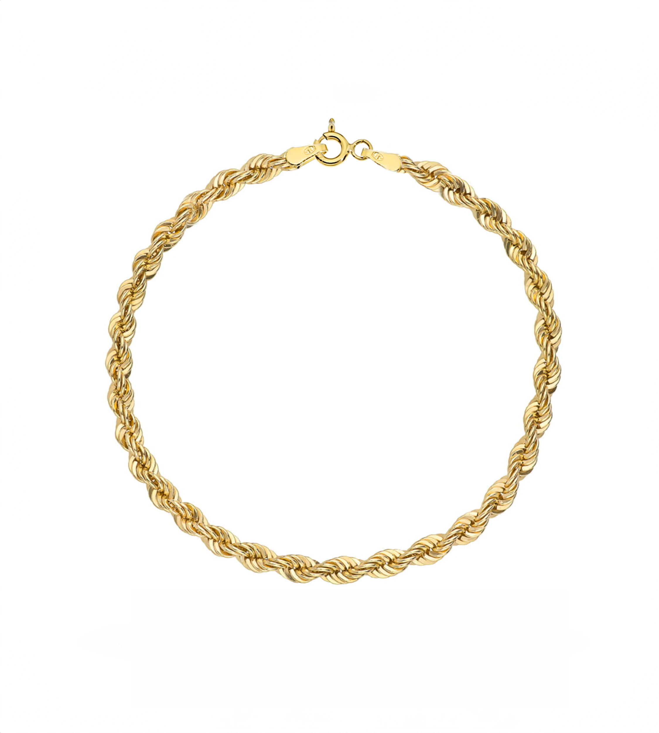 Złota bransoletka kordel 585 o szerokości 2 mm – packshot na białym tle