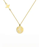 Złoty naszyjnik ankier celebrytka 585 z kulą ziemską i samolotem – packshot na białym tle