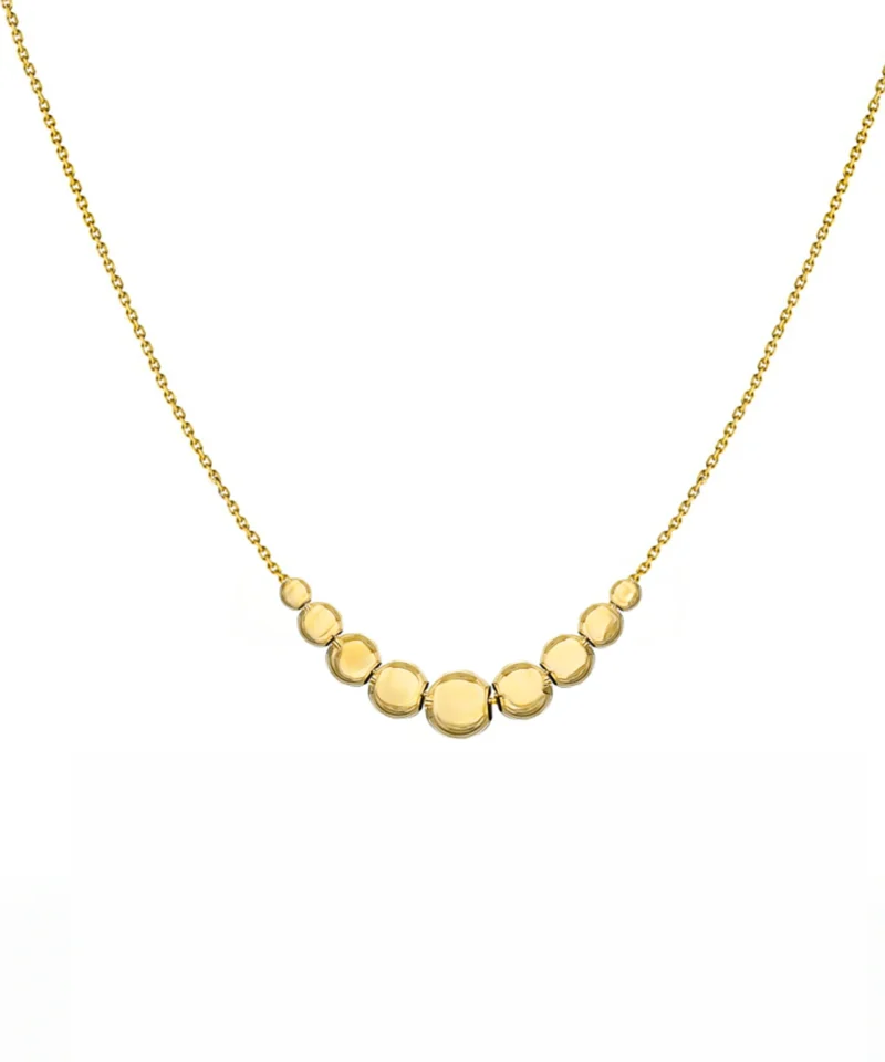 Złoty naszyjnik ankier 585 z gradientem kulek – packshot na białym tle